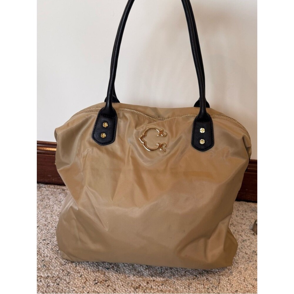 C. Wonder Khaki Nylon Tote Bag with Gold-Tone Hardware